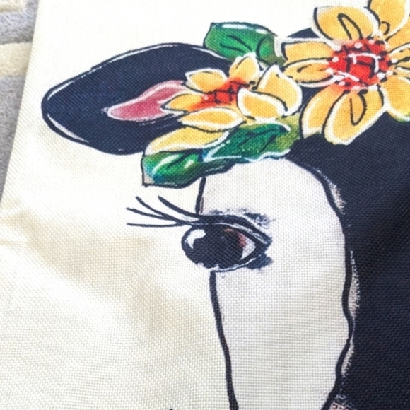 NEW COW Pillow Cover 20X20" Farmhouse Cottage Ranch Country Year of the OX - Picture 6 of 9
